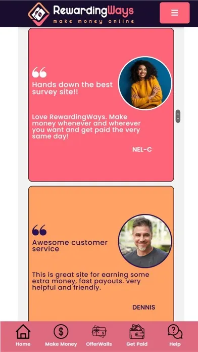 RewardingWays Paid Surveys Ekran Görüntüleri