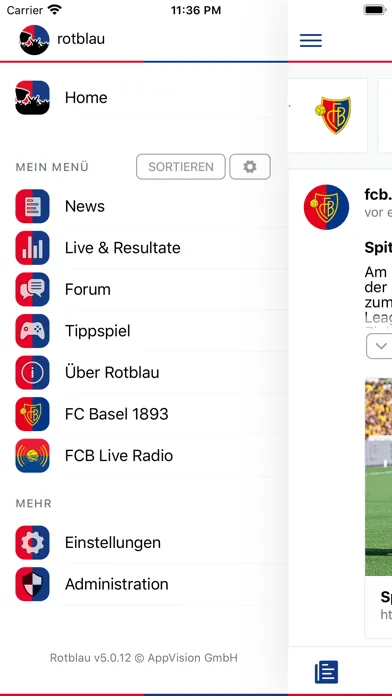 Rotblau – FC Basel App Screenshots