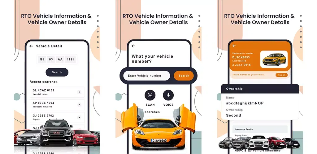 RTO Vehicle Info Screenshots