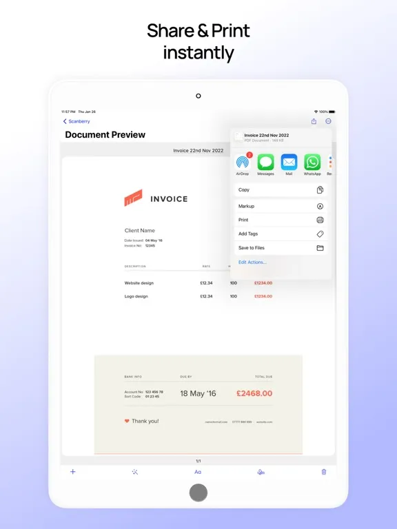 Скриншоты Scanberry – PDF Scanner & OCR iPad 