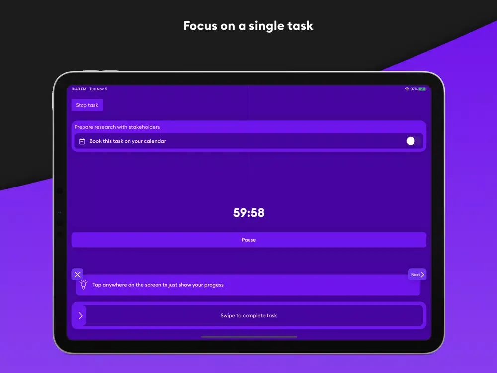 Seque - Deep work and focus iPad  Screenshots