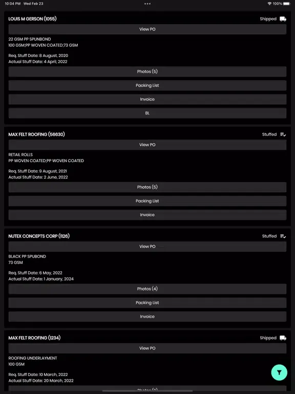 SNJ PO Tracker iPad  स्क्रीनशॉट