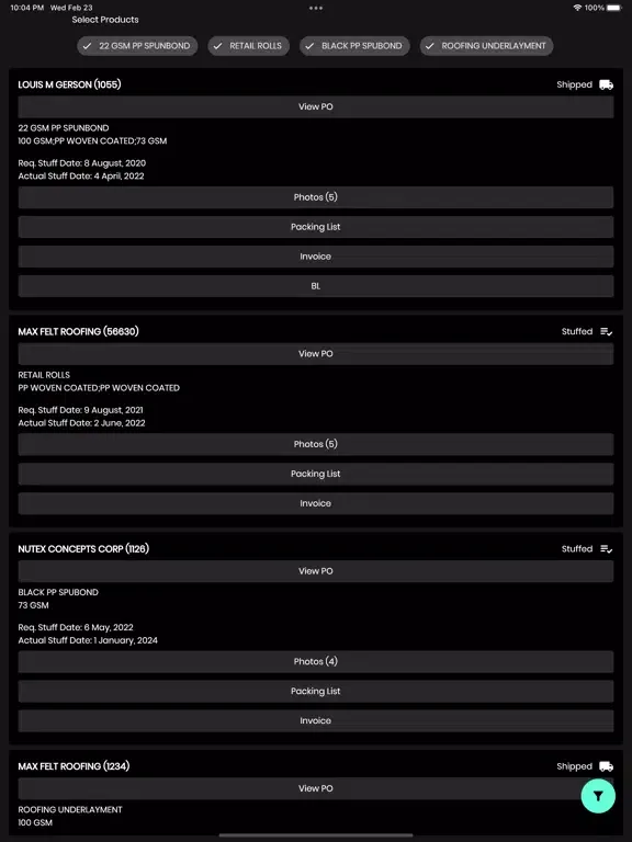 SNJ PO Tracker iPad  स्क्रीनशॉट