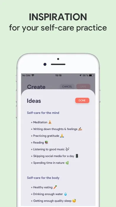Sparkle: Self-Care Checklist Screenshots