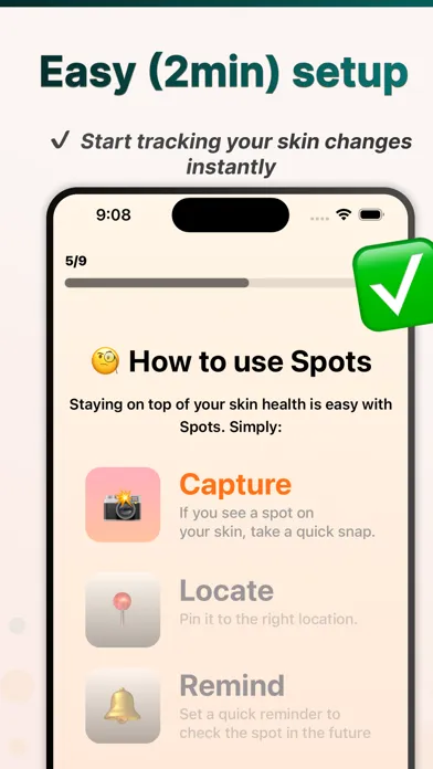 Capturas de tela do Spots: Moles Acne Skin Tracker