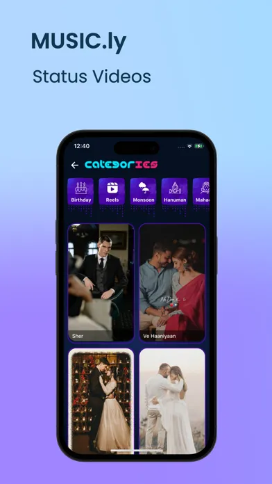 Ảnh chụp màn hình của Music.ly : Status Videos