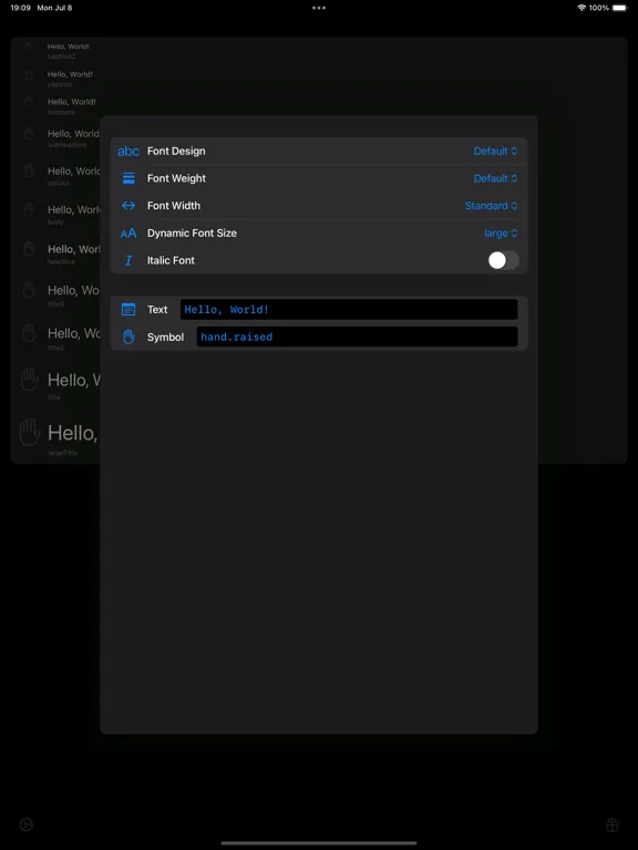 Tangkapan skrin Fonty McFontface iPad 