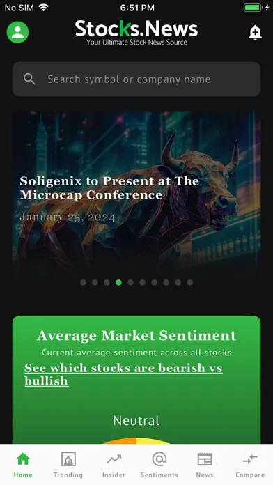 Ảnh chụp màn hình của Stocks.News: Market Alerts