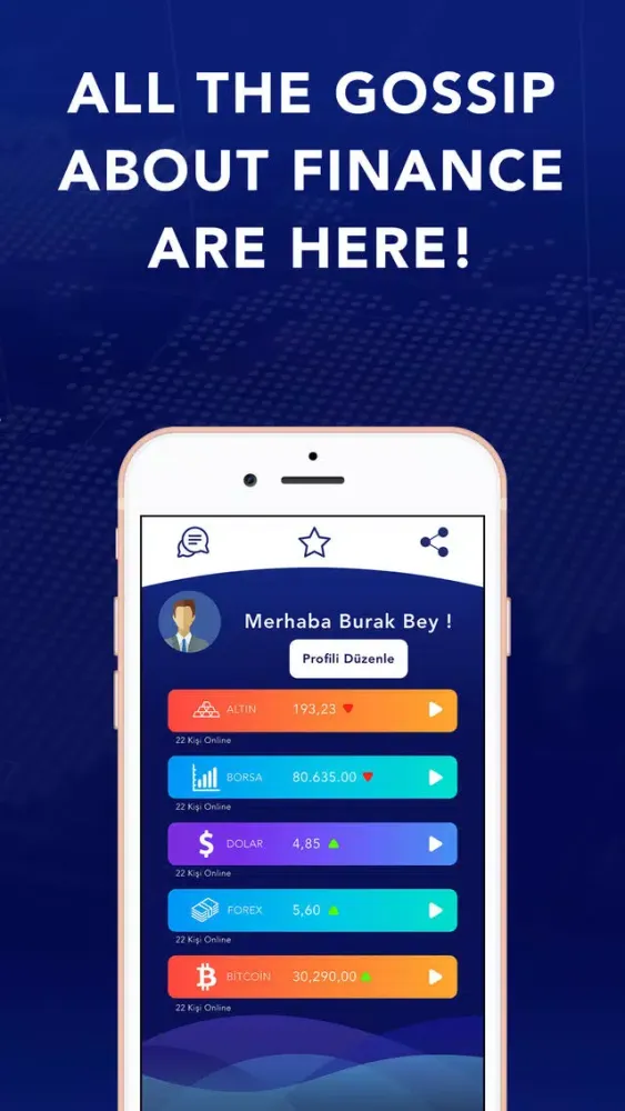 Capturas de tela do SPECULATION Financial Chat App