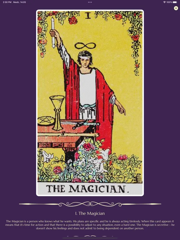 Tangkapan layar Advanced Tarot Online (ATO) iPad 