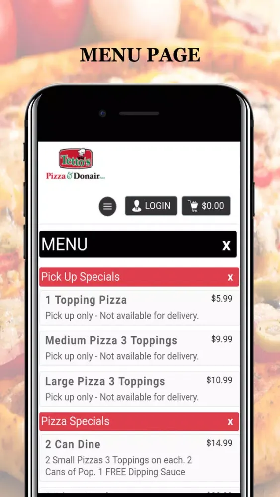 Tangkapan skrin Tetto's Pizza & Donair