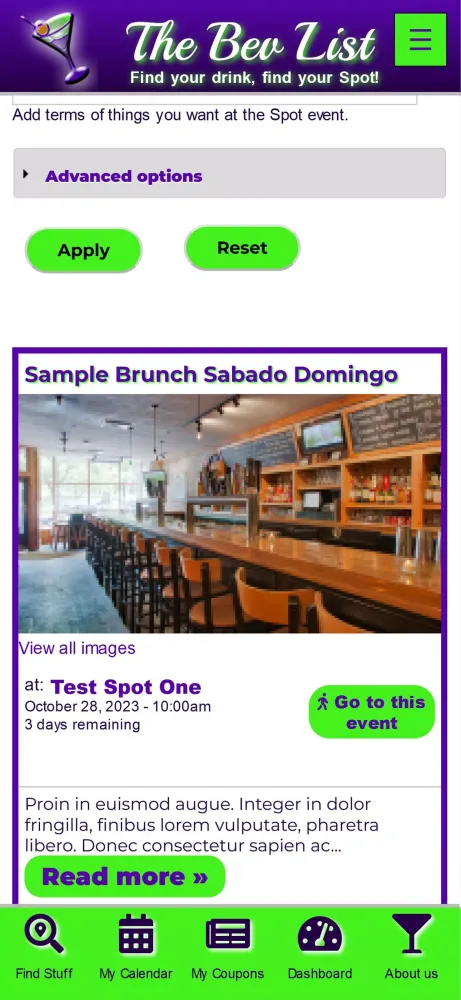 The Bev List Screenshots