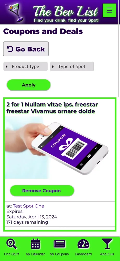 The Bev List Screenshots