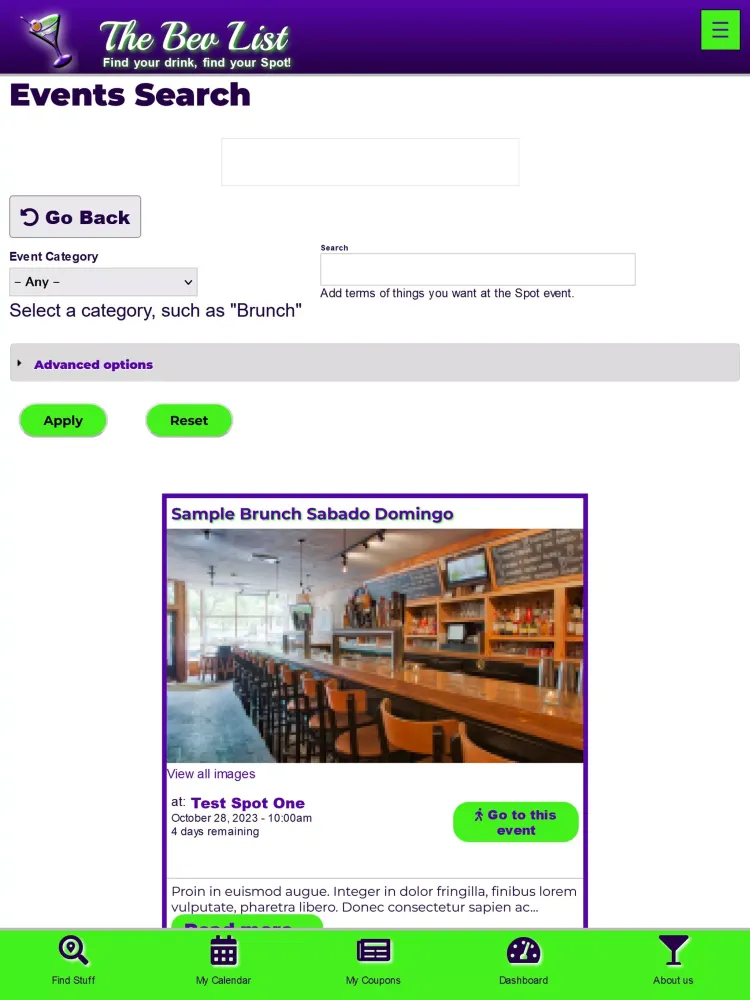 The Bev List Screenshots