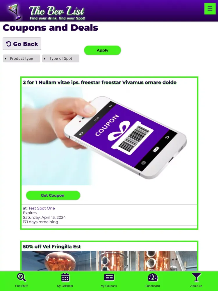 The Bev List Screenshots
