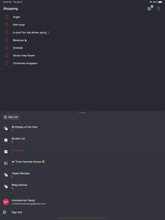 Tangkapan layar Scatterbrain: To-do List iPad 