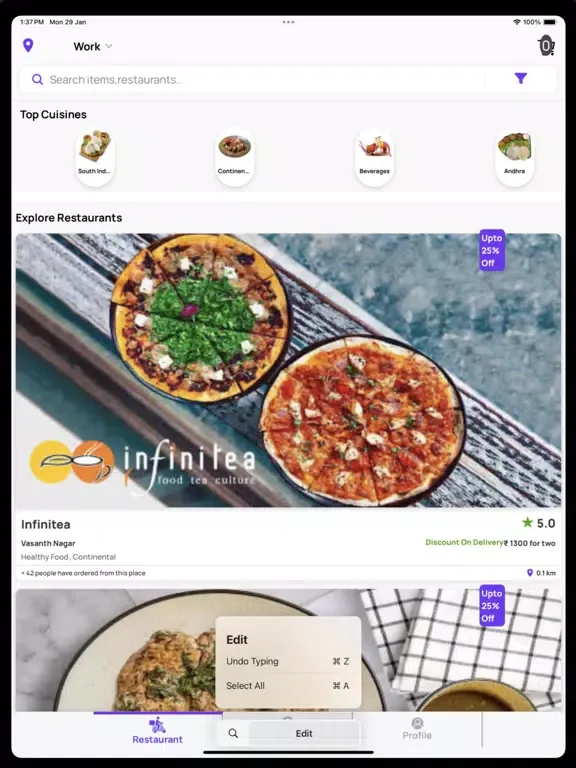 Tipplr :Food Delivery & Dining iPad 應用截圖