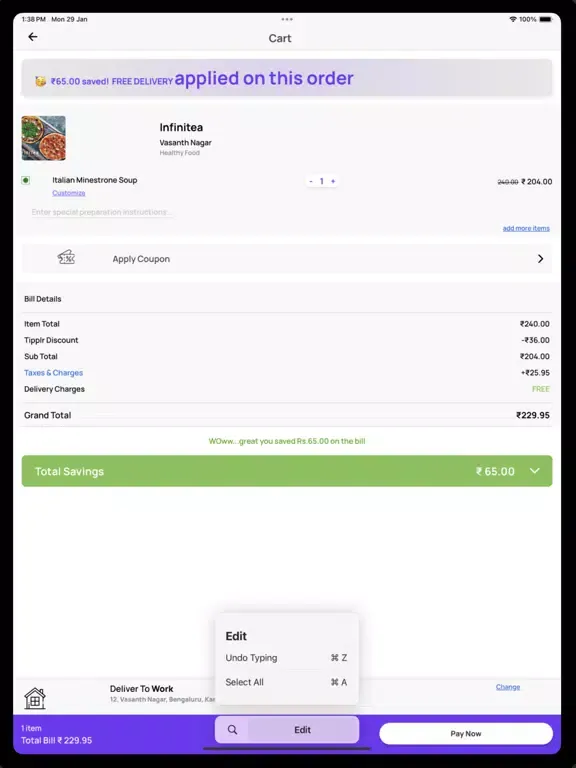 Tipplr :Food Delivery & Dining iPad 應用截圖