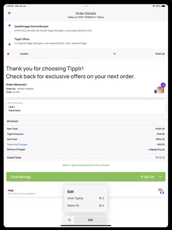 Tipplr :Food Delivery & Dining iPad 應用截圖