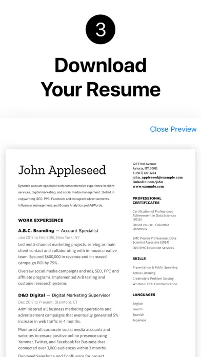 Screenshot di Resume Builder+ Free Edition