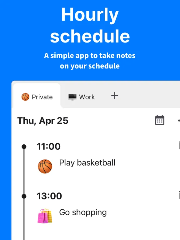 Timeline - Hourly schedule iPad 应用截图