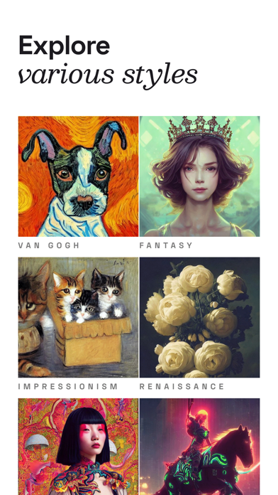 Capturas de tela do Create AI: Art Image Generator