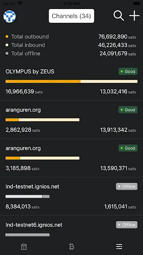 Screenshot di ZEUS Wallet