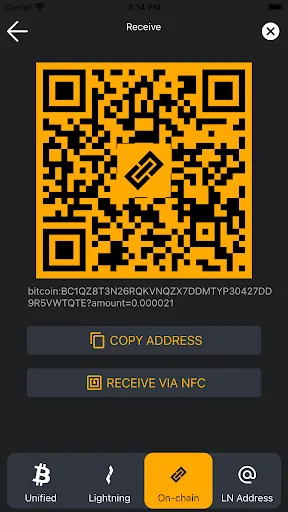 Screenshot di ZEUS Wallet