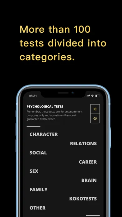 Psychological tests. Ekran Görüntüleri