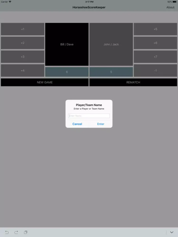 Capturas de tela do Horseshoe Score Keeper iPad 