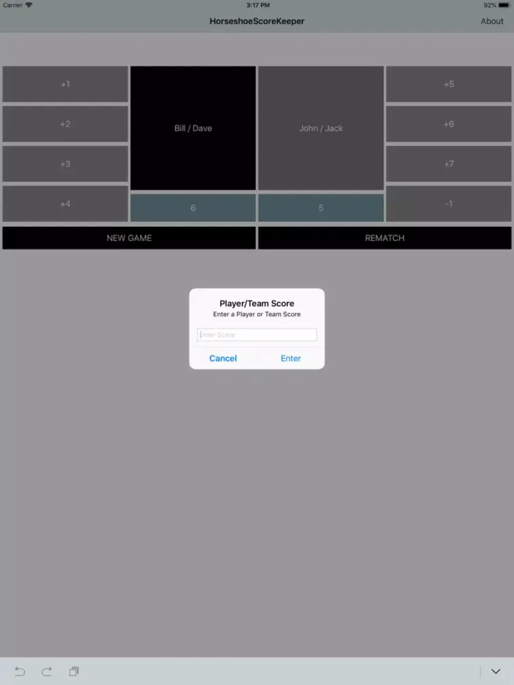 Capturas de tela do Horseshoe Score Keeper iPad 