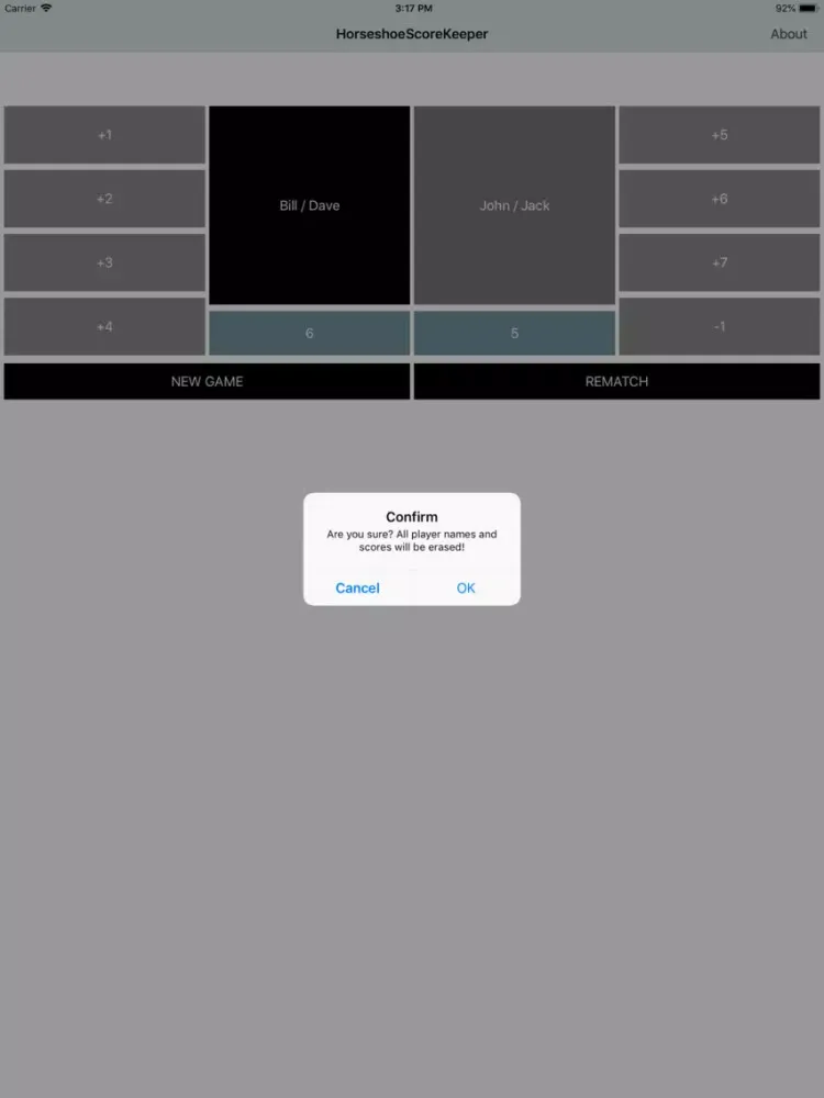 Capturas de tela do Horseshoe Score Keeper iPad 