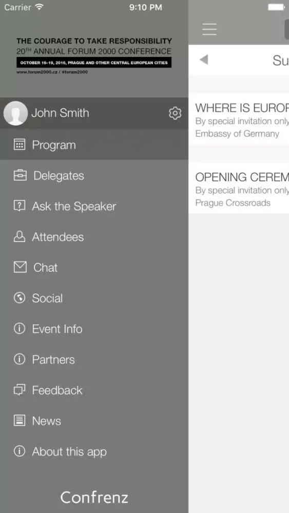 Forum 2000 app Screenshots