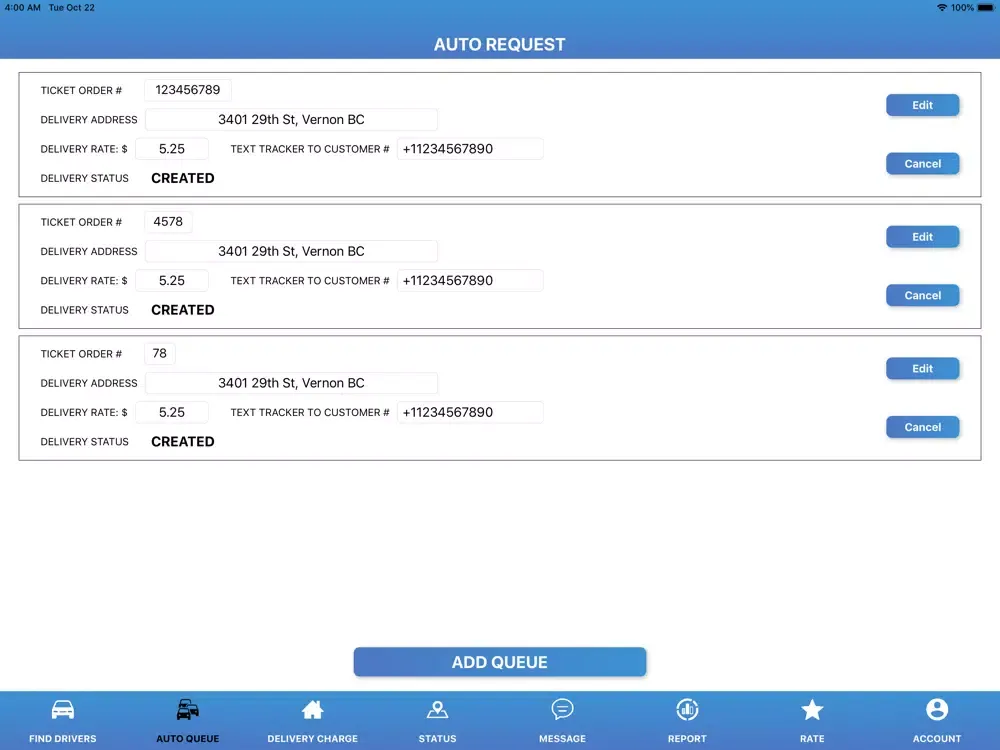 Captures d'écran de Driver Dispatcher iPad 