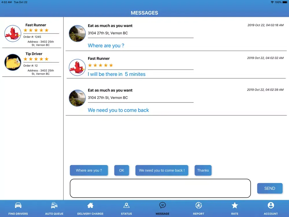 Captures d'écran de Driver Dispatcher iPad 