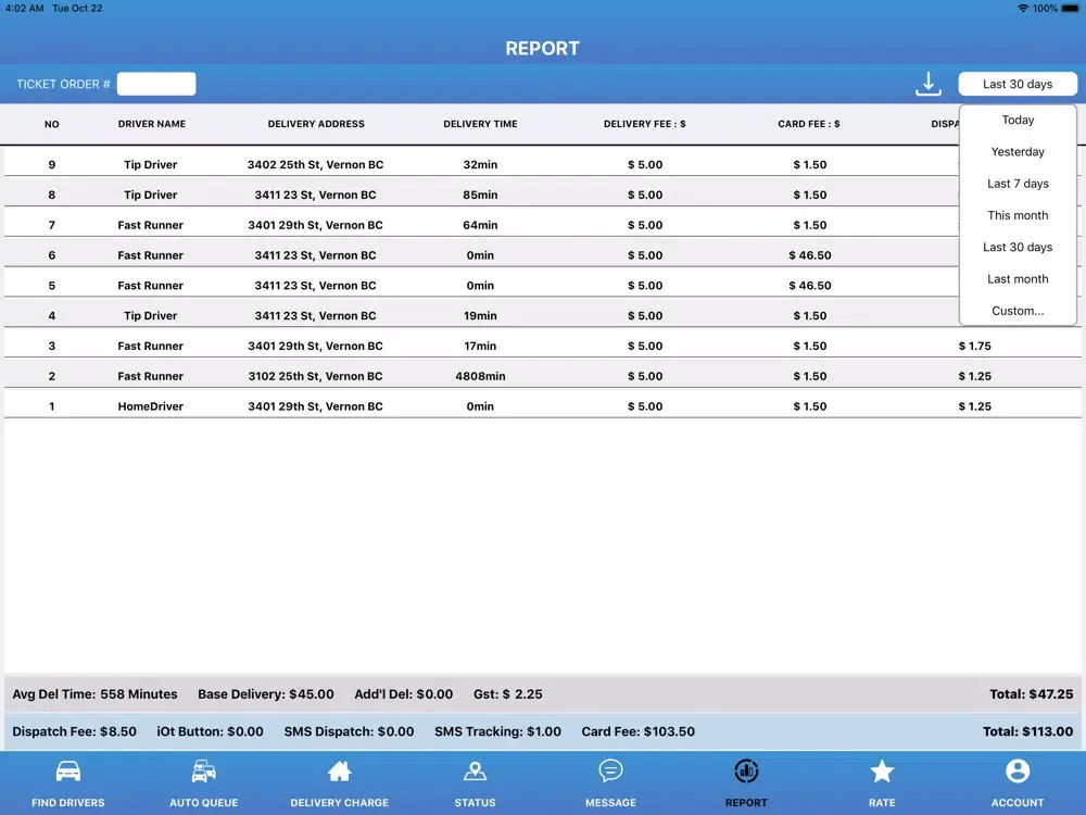 Captures d'écran de Driver Dispatcher iPad 
