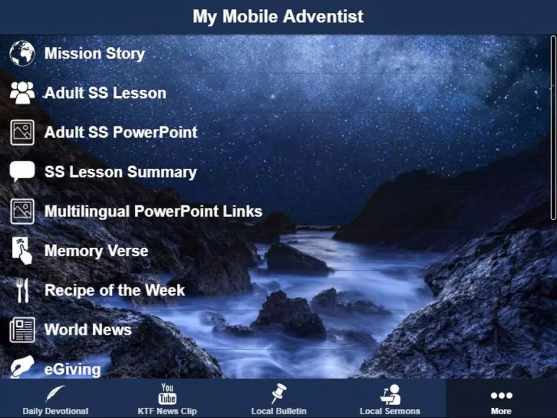 ภาพหน้าจอของ My Mobile Adventist iPad 