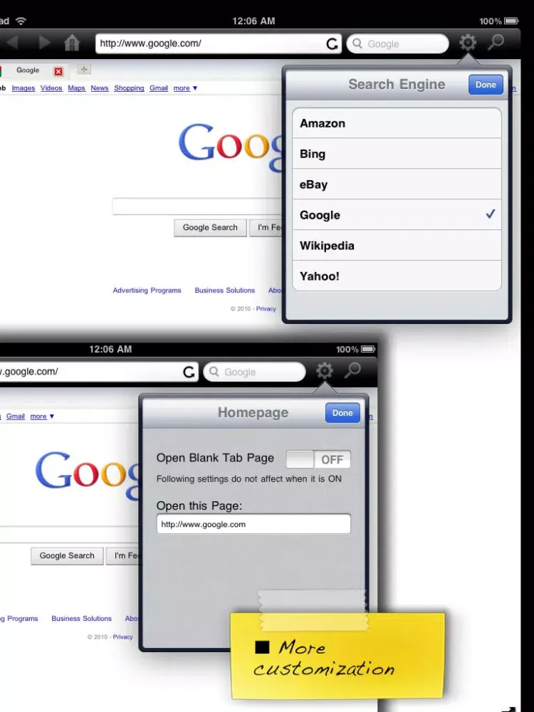 Tangkapan layar Private Browser With Fullscreen & Multi-Tabs Lite iPad 