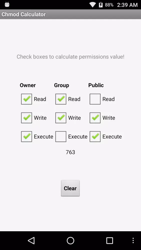 Chmod Calculator Screenshots