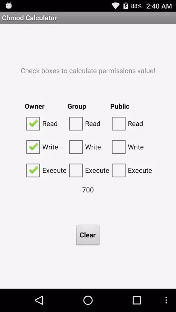 Chmod Calculator Screenshots