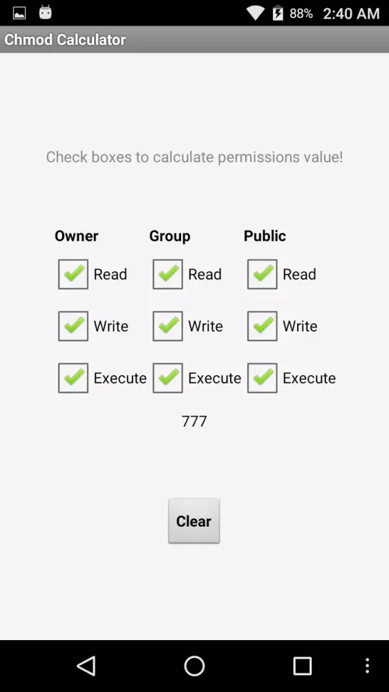 Chmod Calculator Screenshots