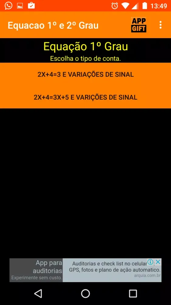 Equação 1º e 2º Grau Screenshots