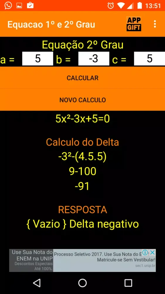 Equação 1º e 2º Grau Screenshots