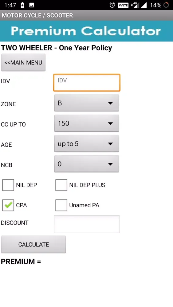 Premium Calculator Screenshots