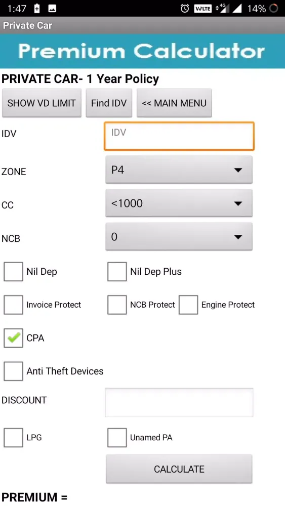 Premium Calculator Screenshots