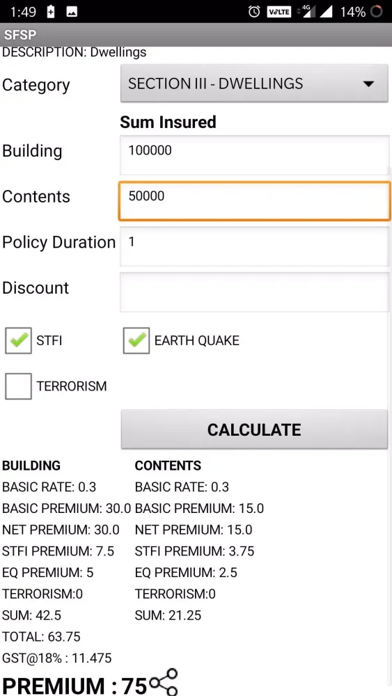 Premium Calculator Screenshots