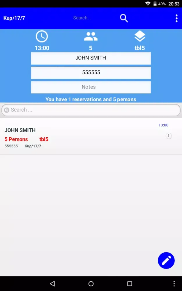 Capturas de tela do Reservations Manager.
