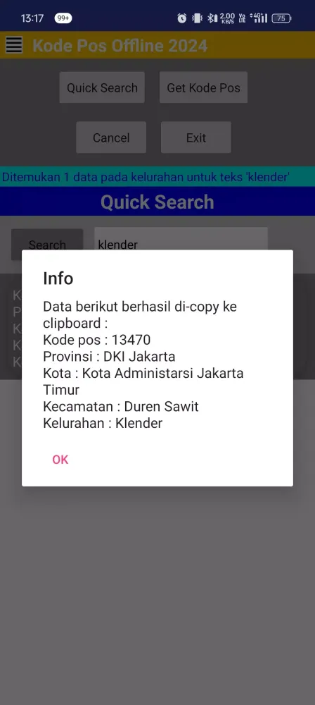 Tangkapan layar Kode Pos Offline 2024