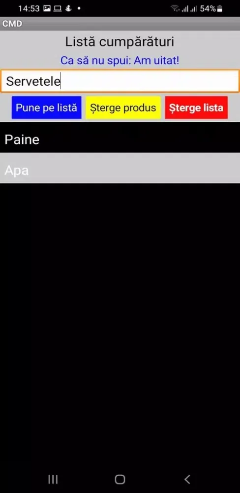 Screenshot di Lista Cumparaturi