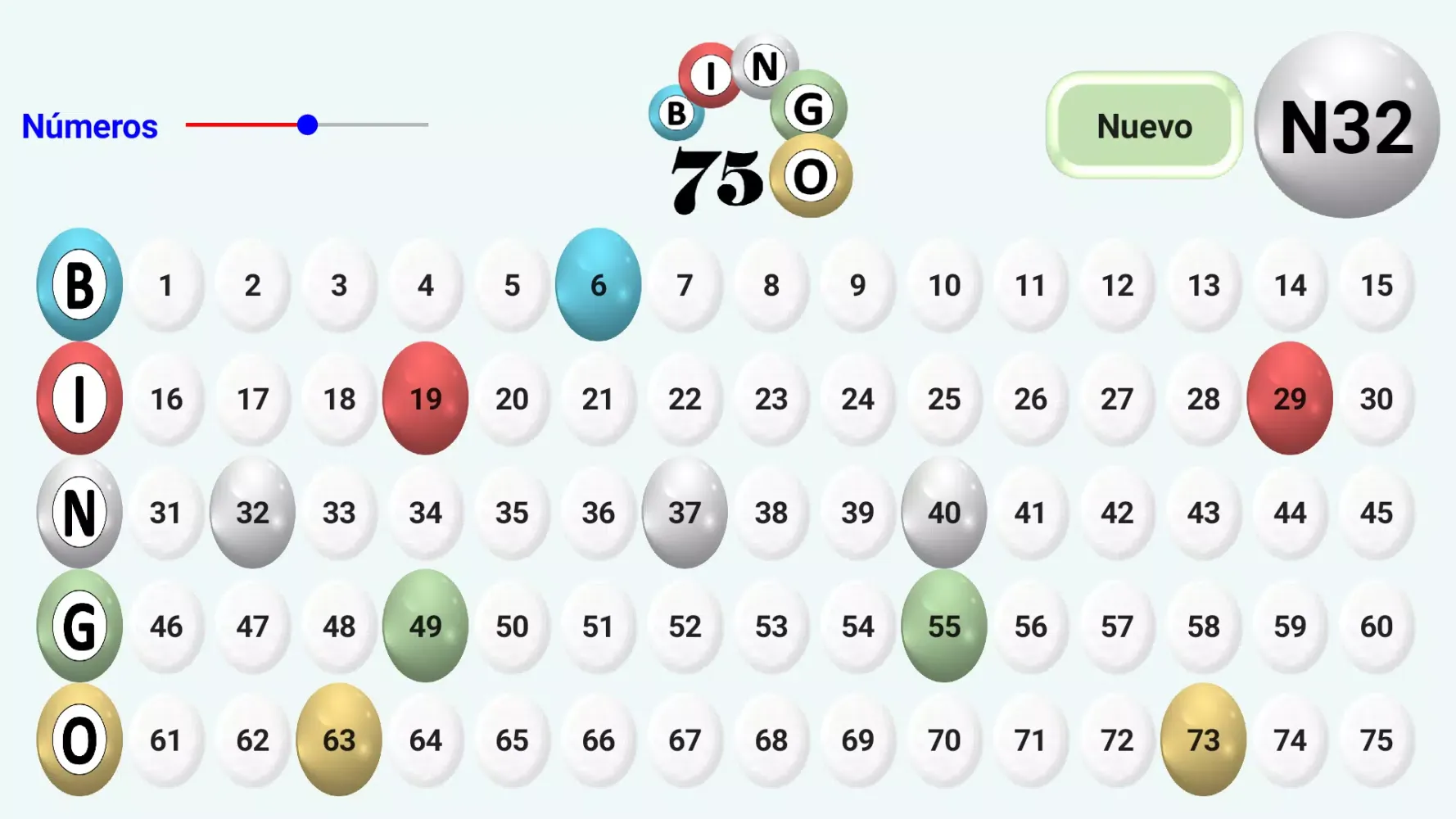 ภาพหน้าจอของ Bingo 75